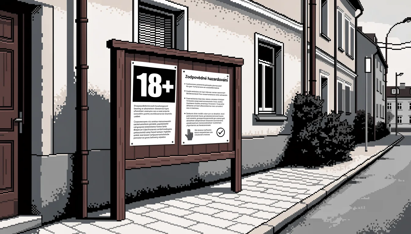 Plakát s upozorněním 18 plus na vývěsce v ulici